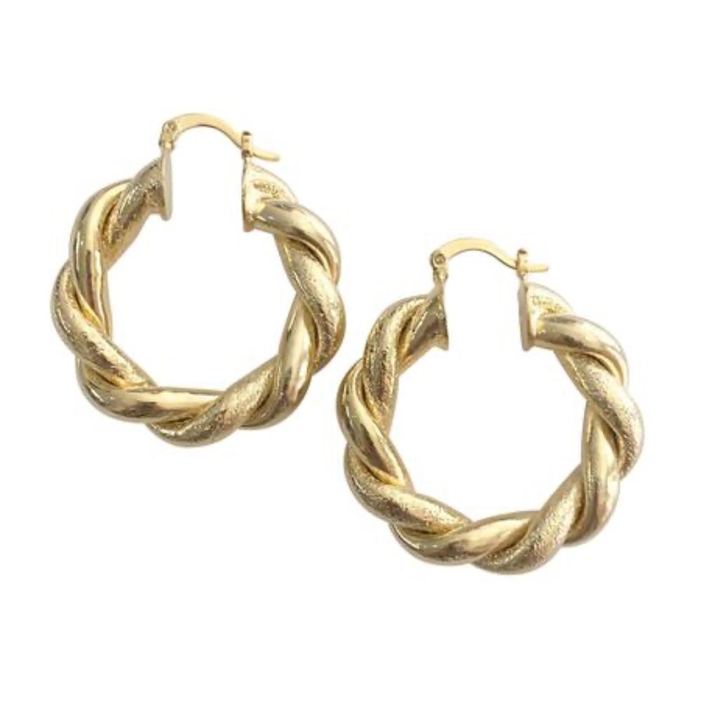 Gold Rope Twisted Hoop Earrings - Brand New - 18k Gold Plated 2" Hoop.